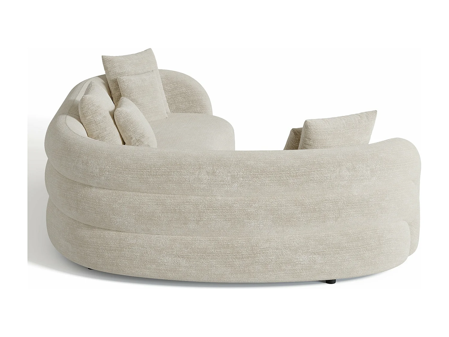 Canapé 6 places d'angle gauche velours texturé beige VICTORIA