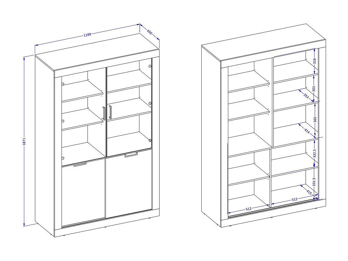 Pack sala completo MEUNIER – Móvel para TV, vitrine & mesa de centro em carvalho Samdal & preto fosco