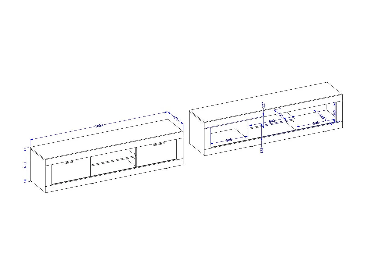 Pack sala completo MEUNIER – Móvel para TV, vitrine & mesa de centro em carvalho Samdal & preto fosco