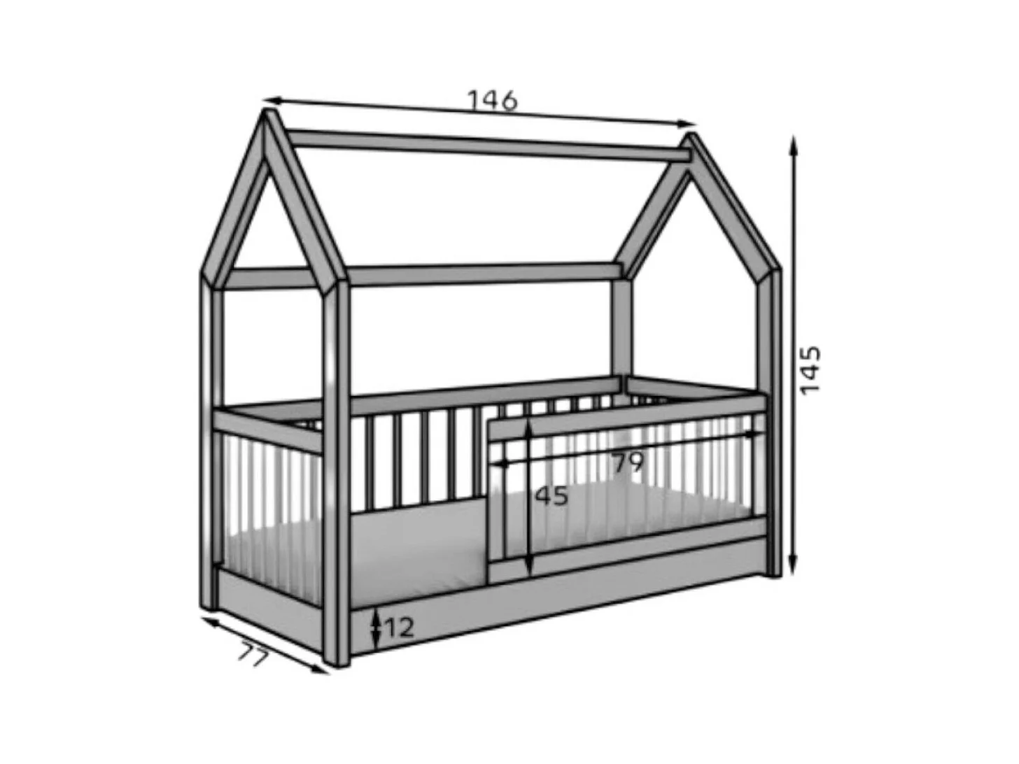 Lit Gracia (70x140) /matelas inclus/blanc