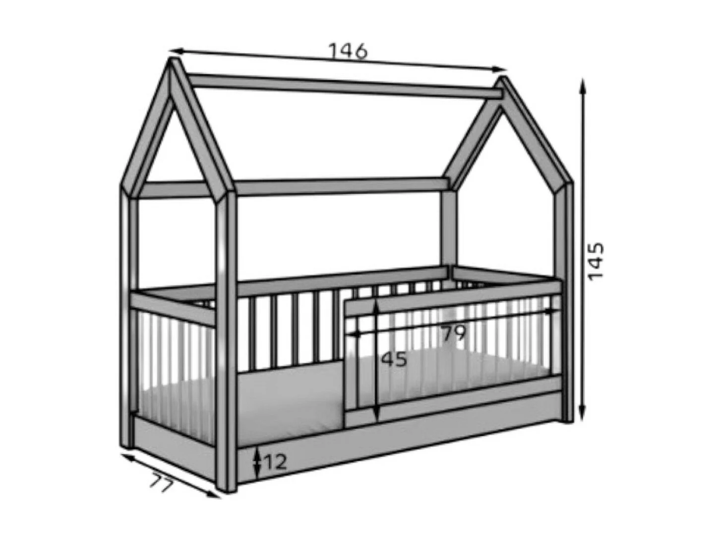 Bett Gracia (70x140)/Matratze inklusive/Weiss
