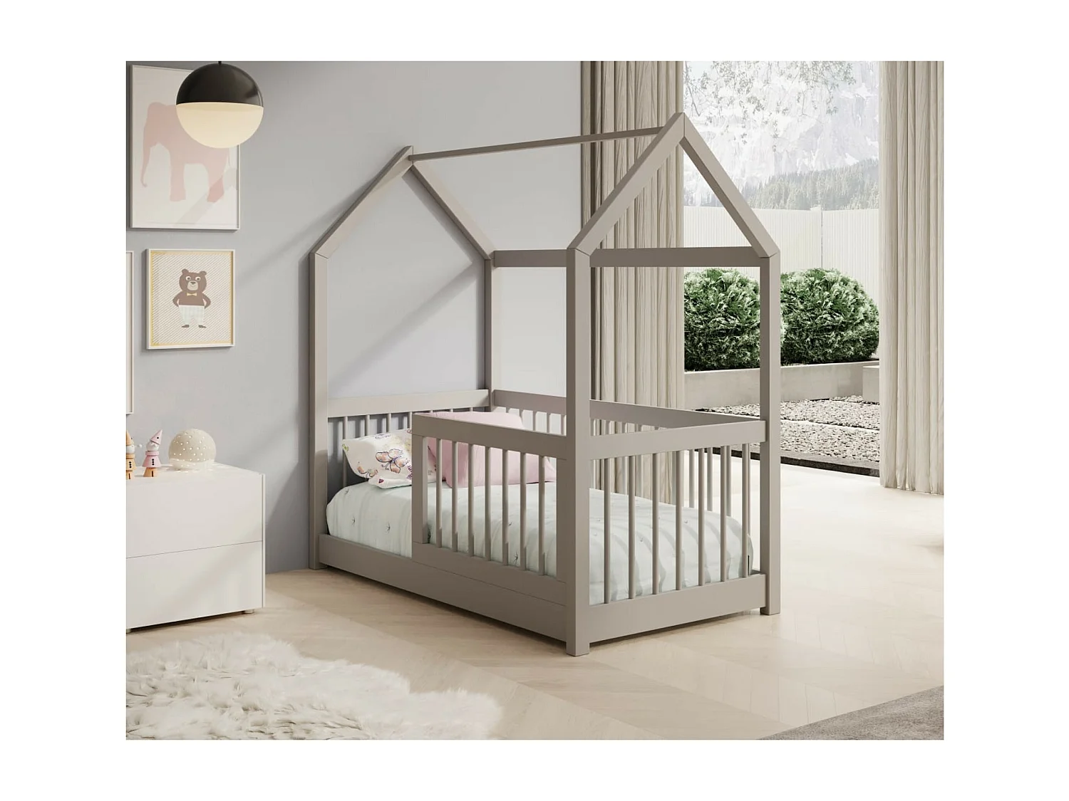 Bett Gracia (70x140)/Matratze inklusive/grau