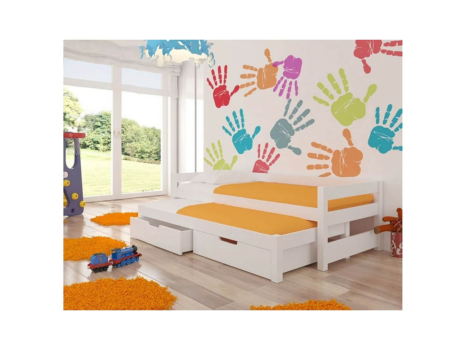 Bett Grava (90x200) /Matratze inklusive/Weiß
