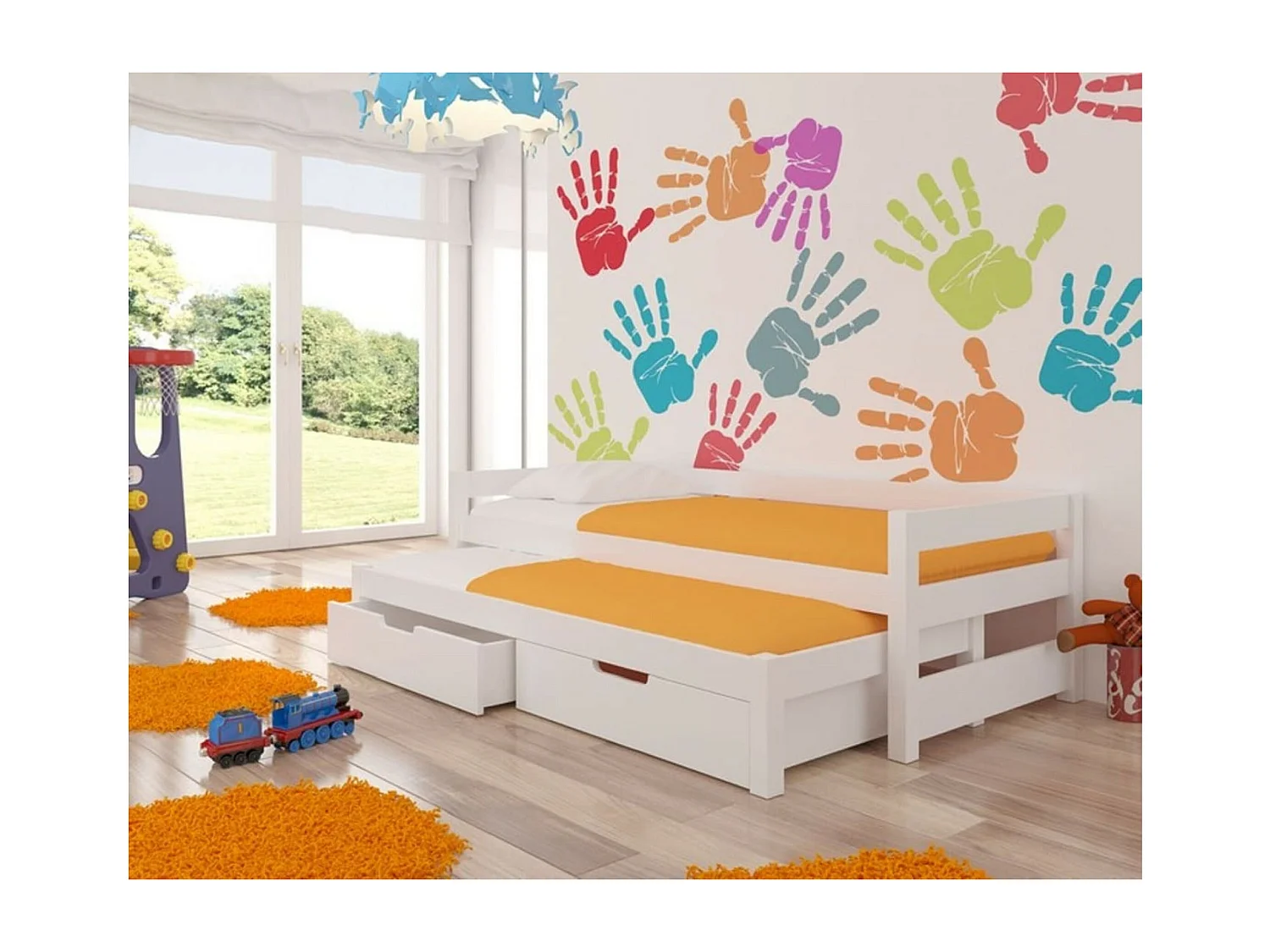 Bett Grava (90x200) /Matratze inklusive/Weiß