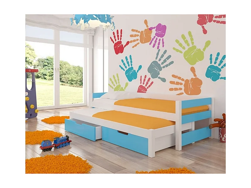 Lit Grava (90x200)/matelas inclus/bleue