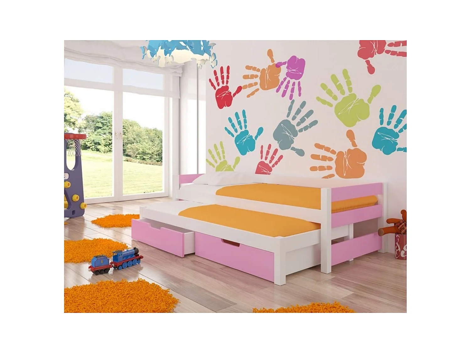 Bett Grava (90x200) /Matratze inklusive/Rosa