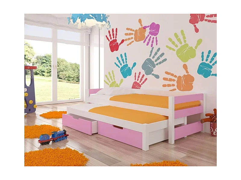 Letto Grava (90x200)/materasso incluso/rosa