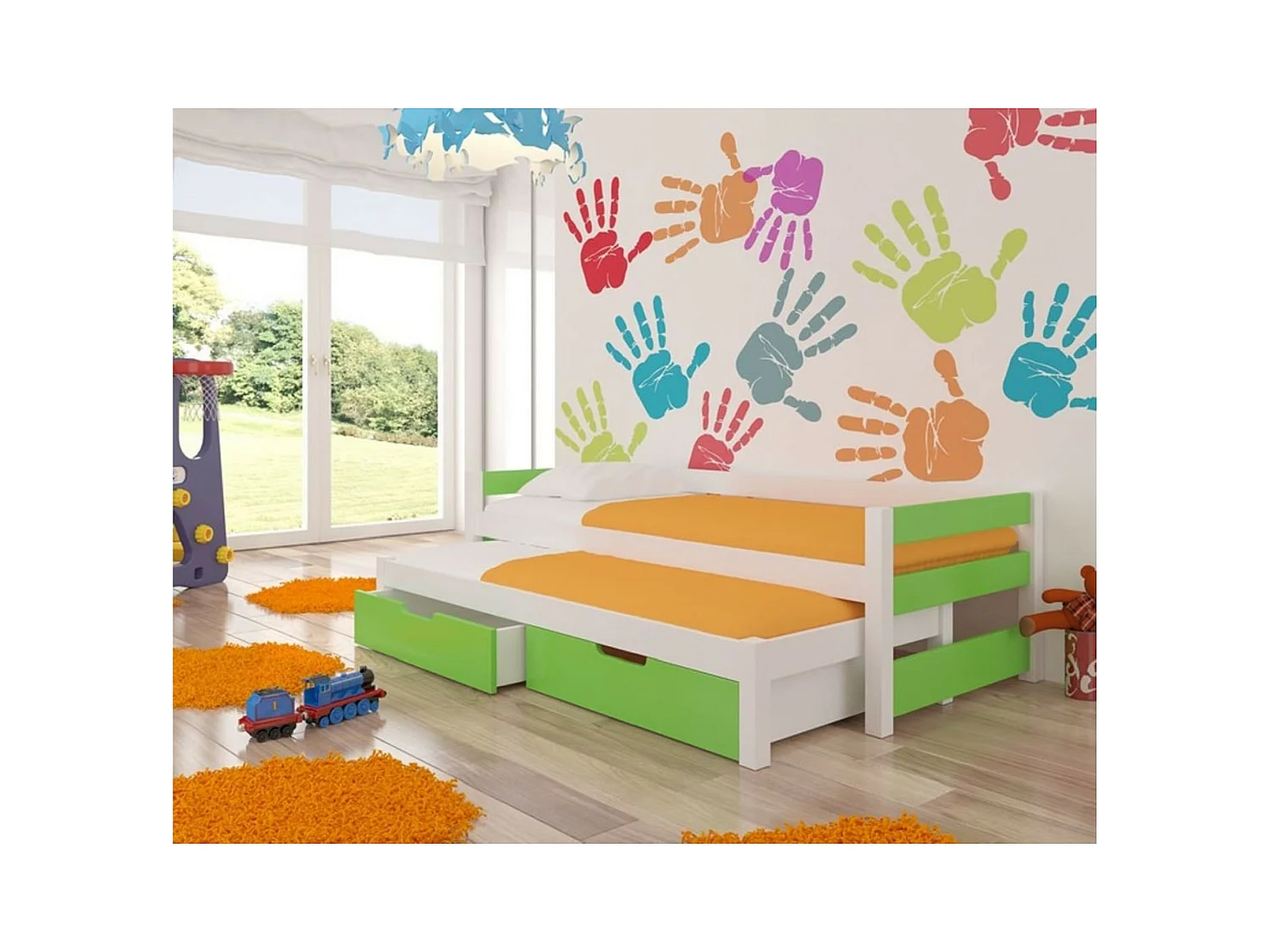 Bett Grava (90x200) /Matratze inklusive/Grün