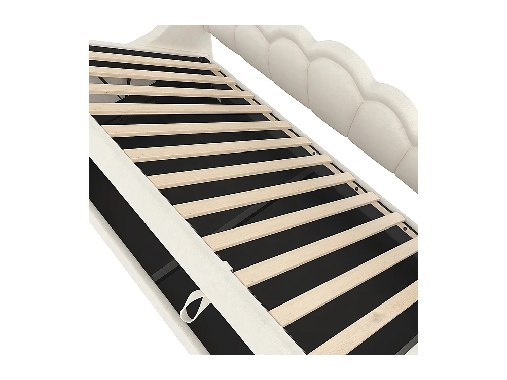 Sofá-cama hidráulico 90x200 cm, com espaço de arrumação, veludo, fita LED que muda de cor,Bege