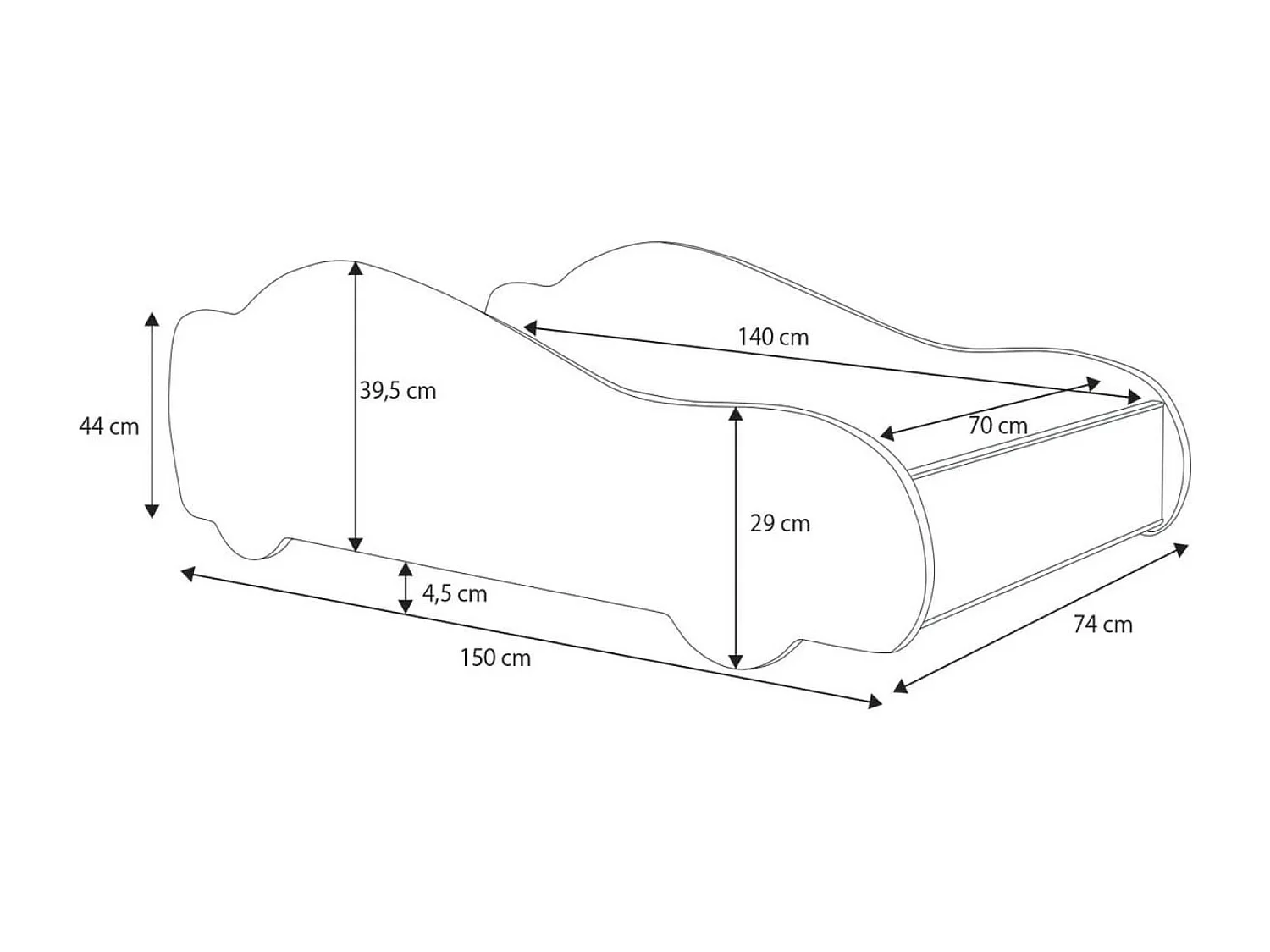 Lit Kai (70x140) /matelas inclus/multicolore