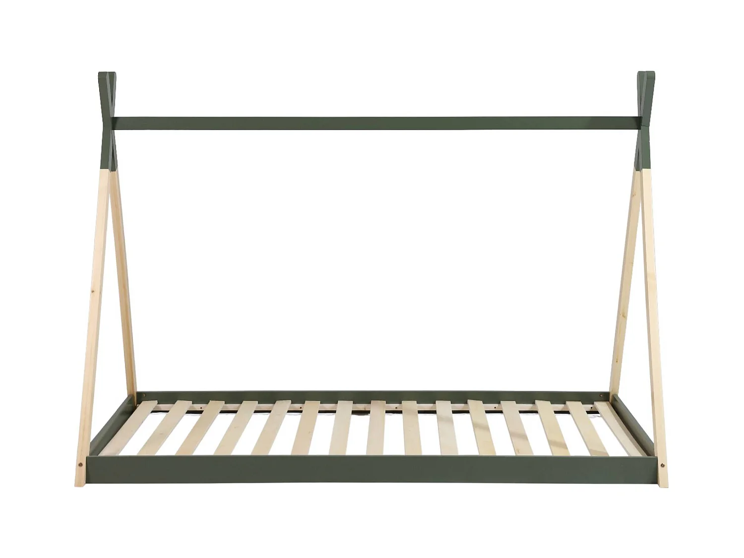 Letto tenda per bambini 190cm pino naturale, base inclusa, verde