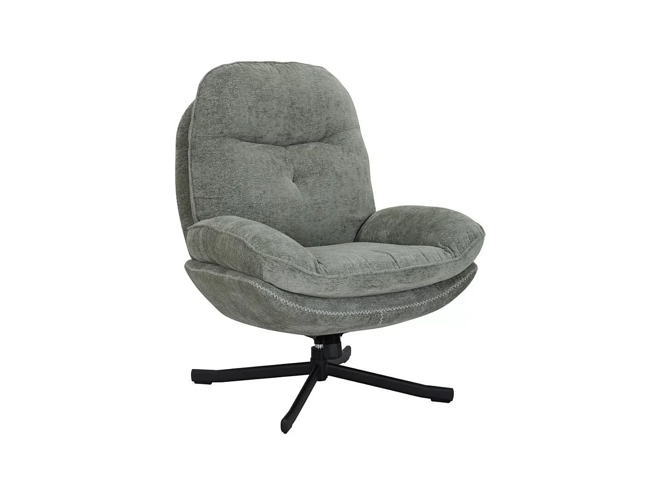 Fauteuil pivotant à 360° moelleux en tissu sans accoudoirs couleur olive ZALKA
