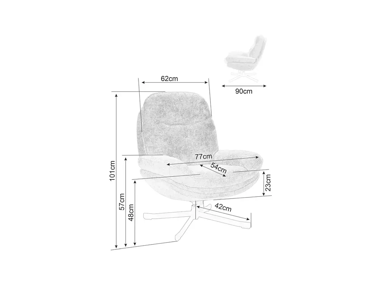 Fauteuil pivotant à 360° moelleux en tissu sans accoudoirs couleur olive ZALKA