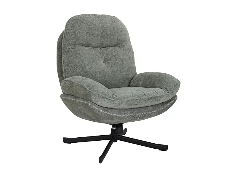 Fauteuil pivotant à 360° moelleux en tissu sans accoudoirs couleur olive ZALKA