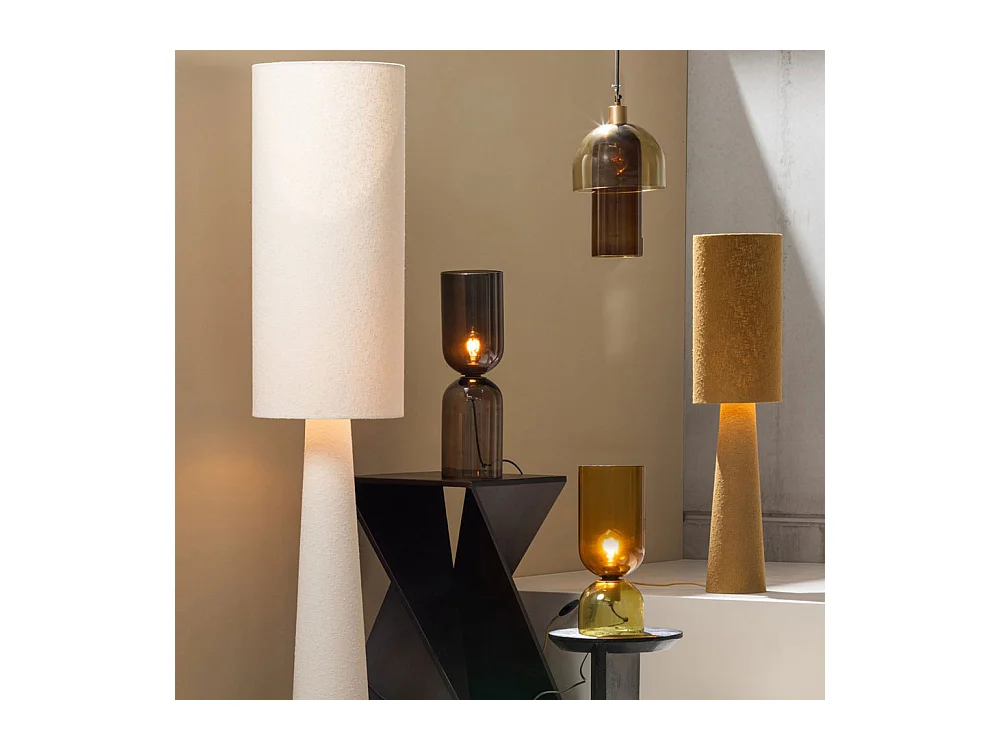 Loft - Lampadaire en tissu bouclette H130cm - Marron