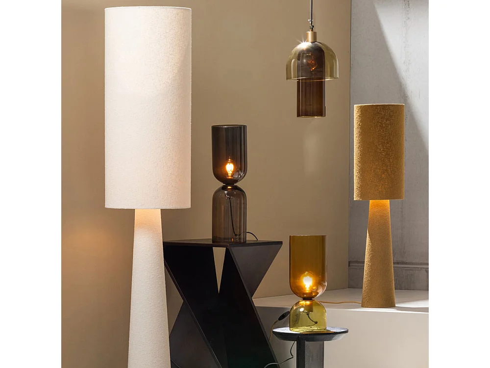 Loft - Lampadaire en tissu bouclette H130cm - Marron