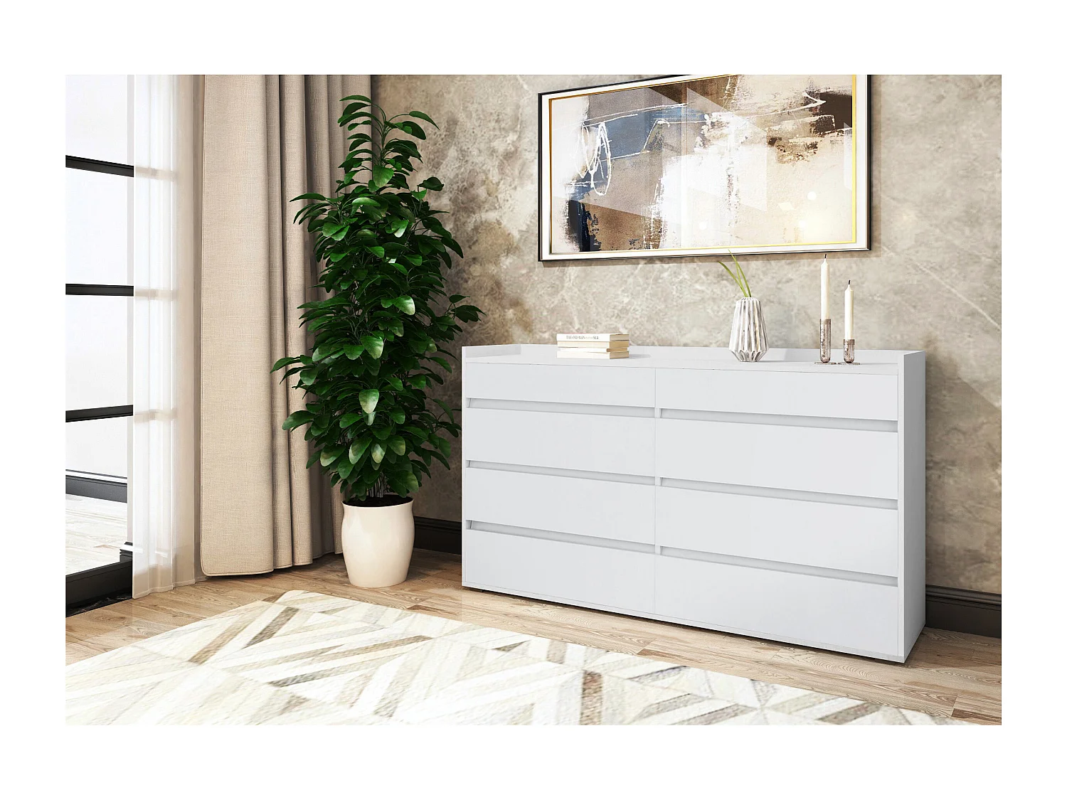 Kosmo Commode 8 Tiroirs Blanc