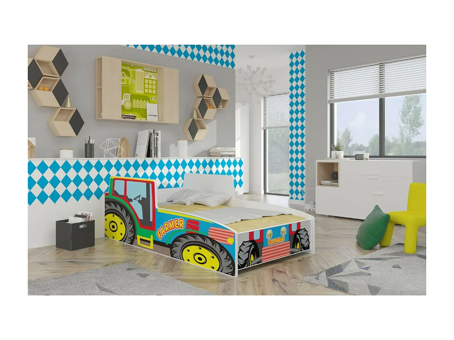 Bett Farm (80x160)/Matratze inklusive/mehrfarbig