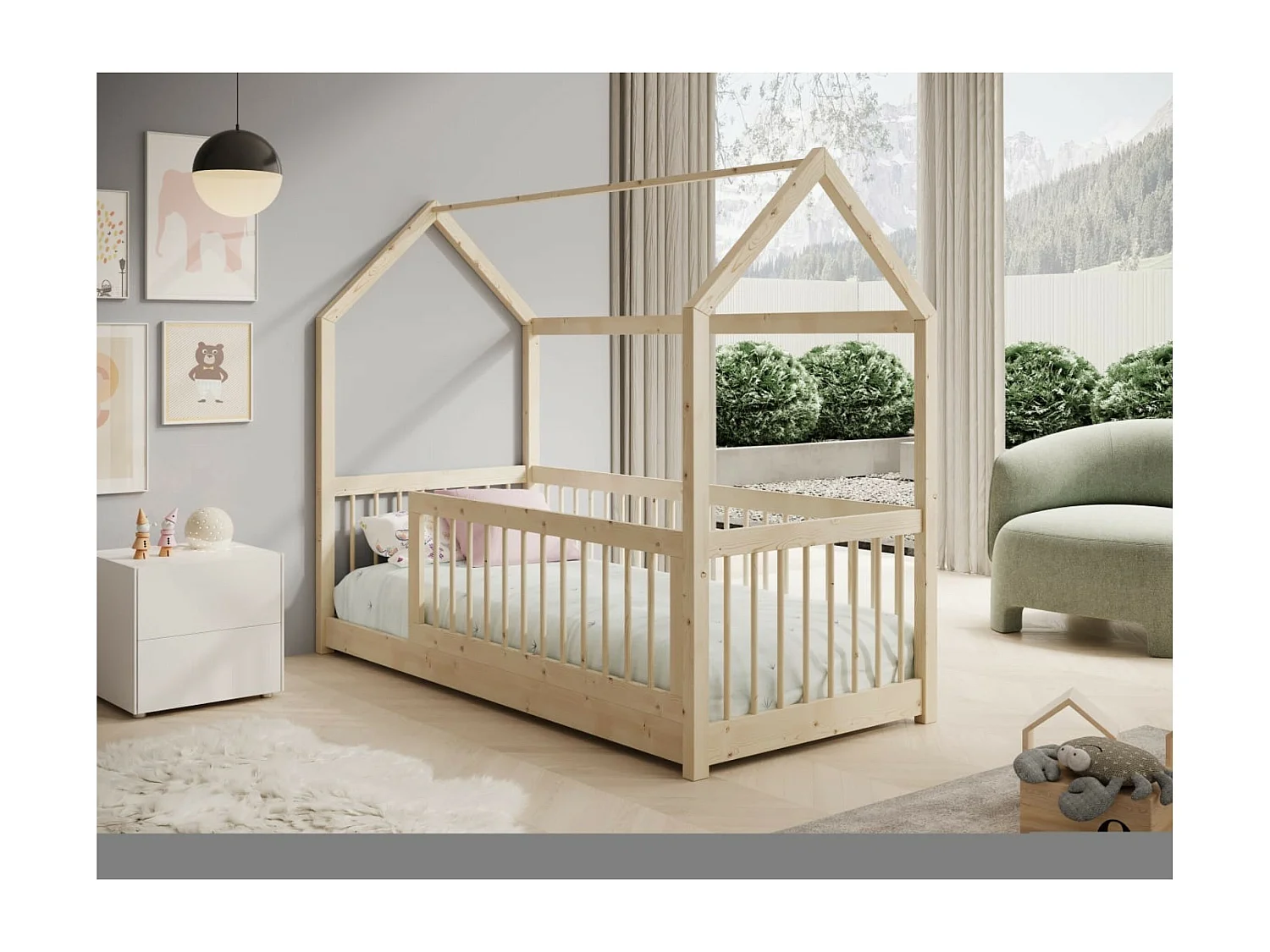 Bett Gracia (80x180)/Matratze inklusive/Naturbraun