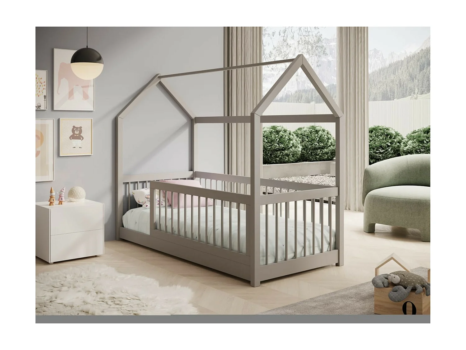 Lit Gracia (80x180) /matelas inclus/gris