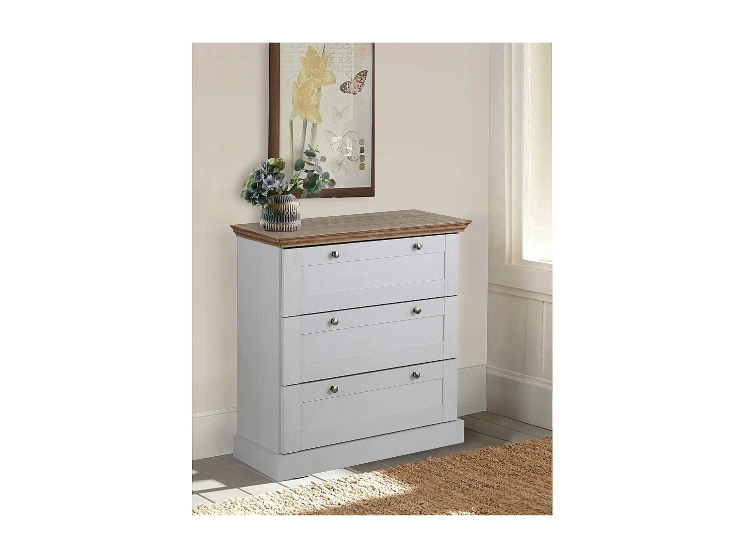 Binz | Chest with 3 drawers in oak look white