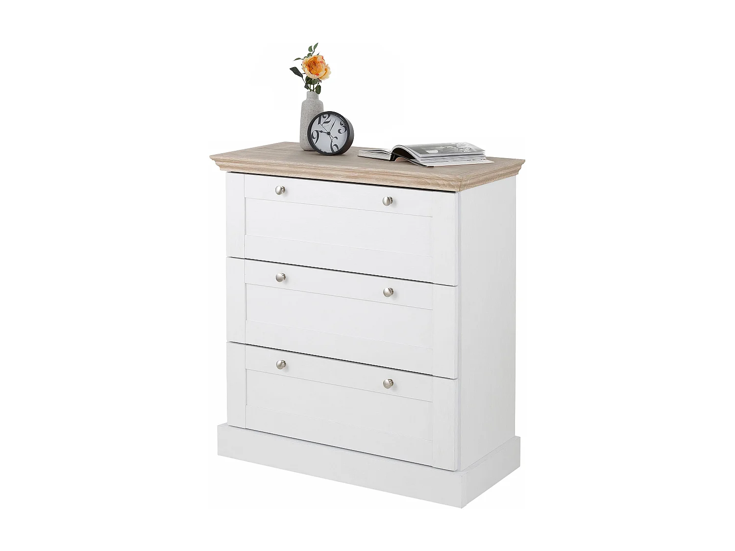 Binz | Chest with 3 drawers in oak look white