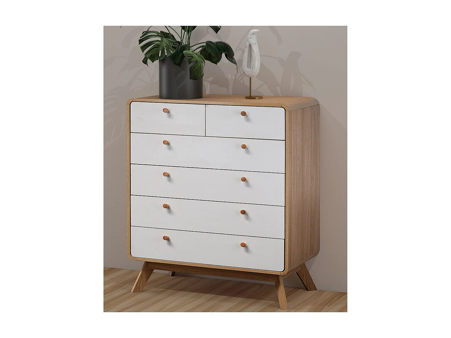 Cassie Kommode 4+2 Türen EicheWeiß