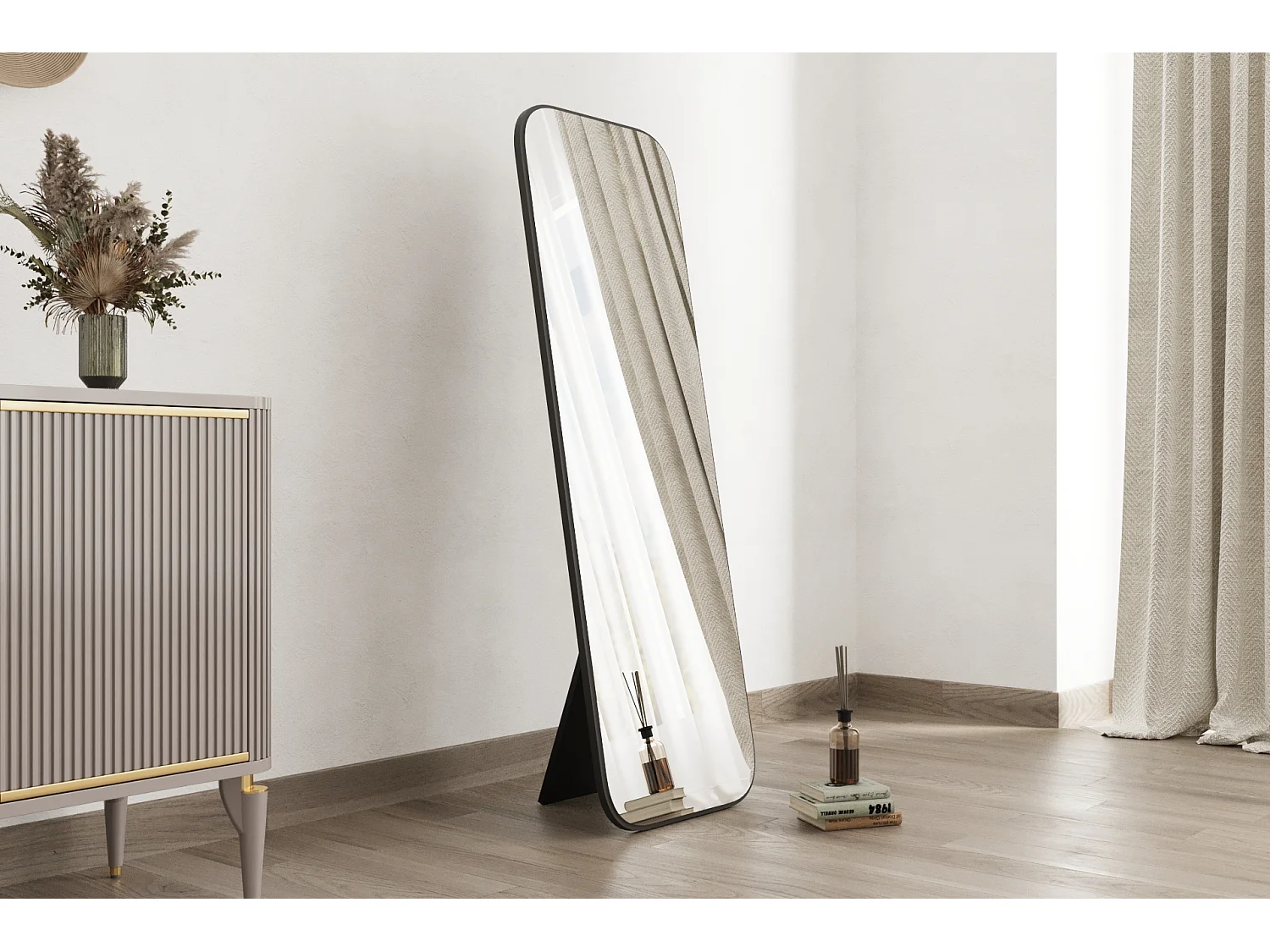 Standspiegel Blush 160x50 cm Schwarz