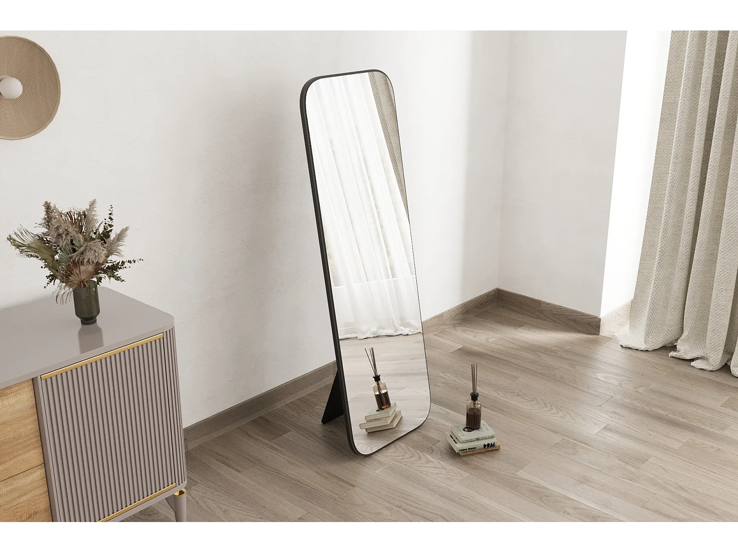 Standspiegel Blush 160x50 cm Schwarz