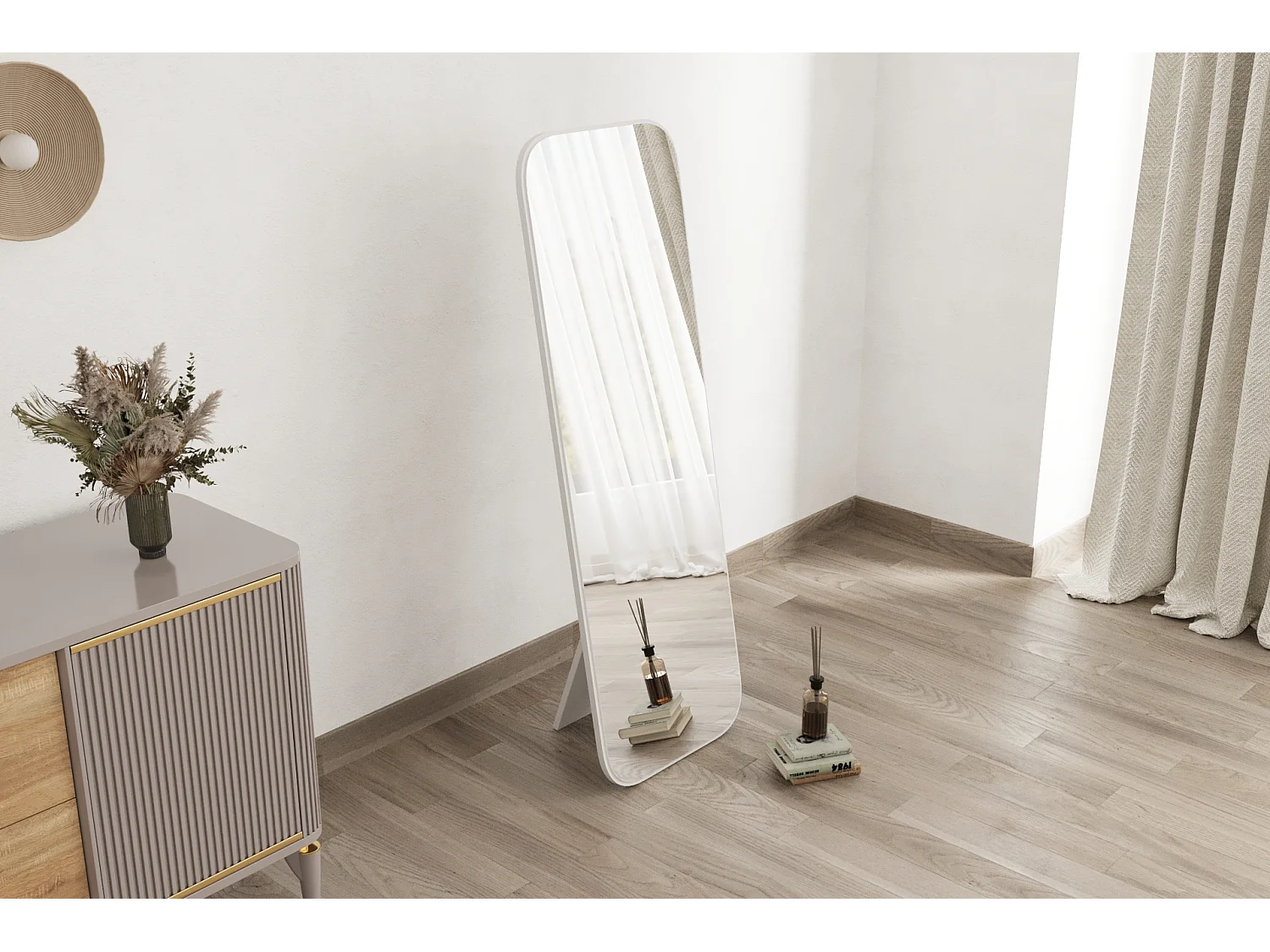 Standspiegel Blush 160x50 cm Weiß