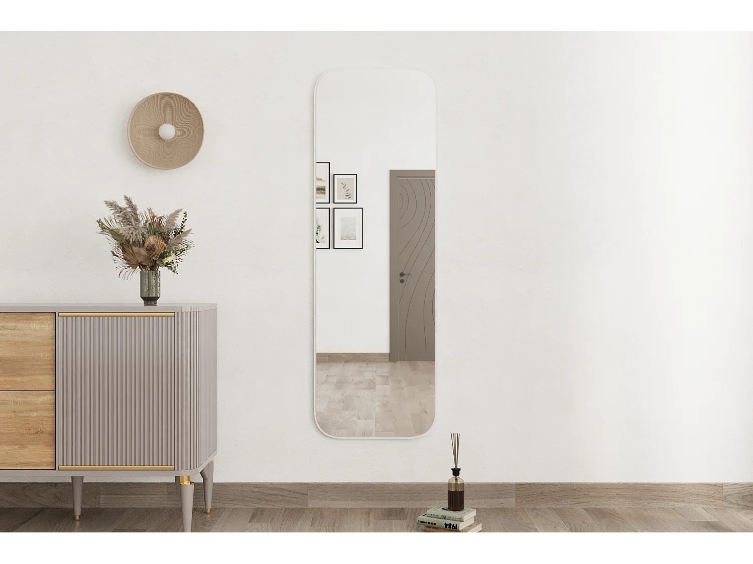 Standspiegel Blush 160x50 cm Weiß