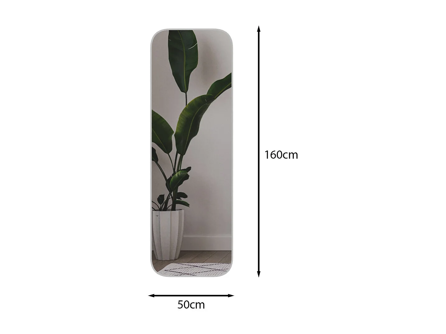 Standspiegel Blush 160x50 cm Weiß