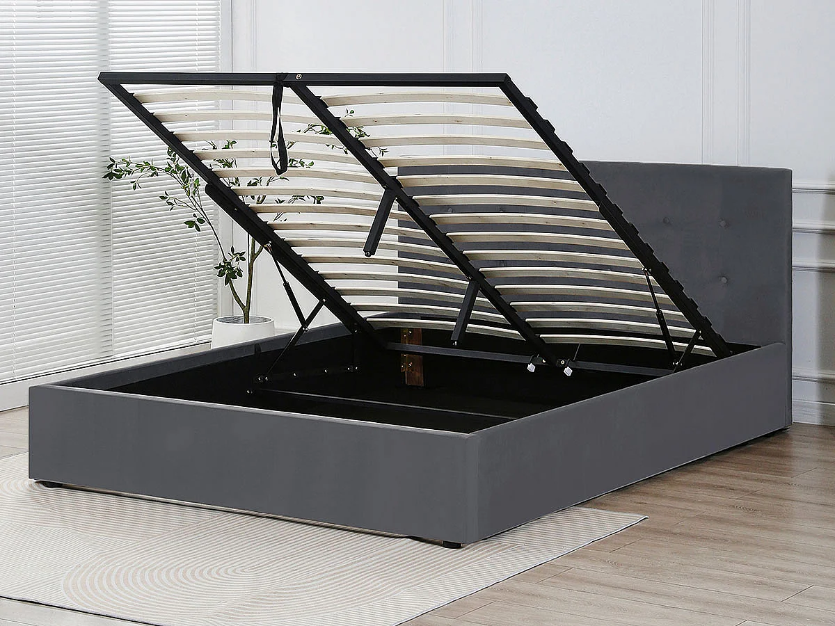 Cama de Casal River, Estrado Elevatório (Cinza)(200×180 cm)