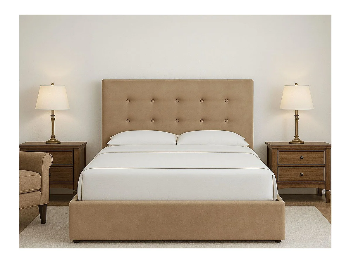 Cama de Casal River, Estrado Elevatório (Bege)(200×180 cm)