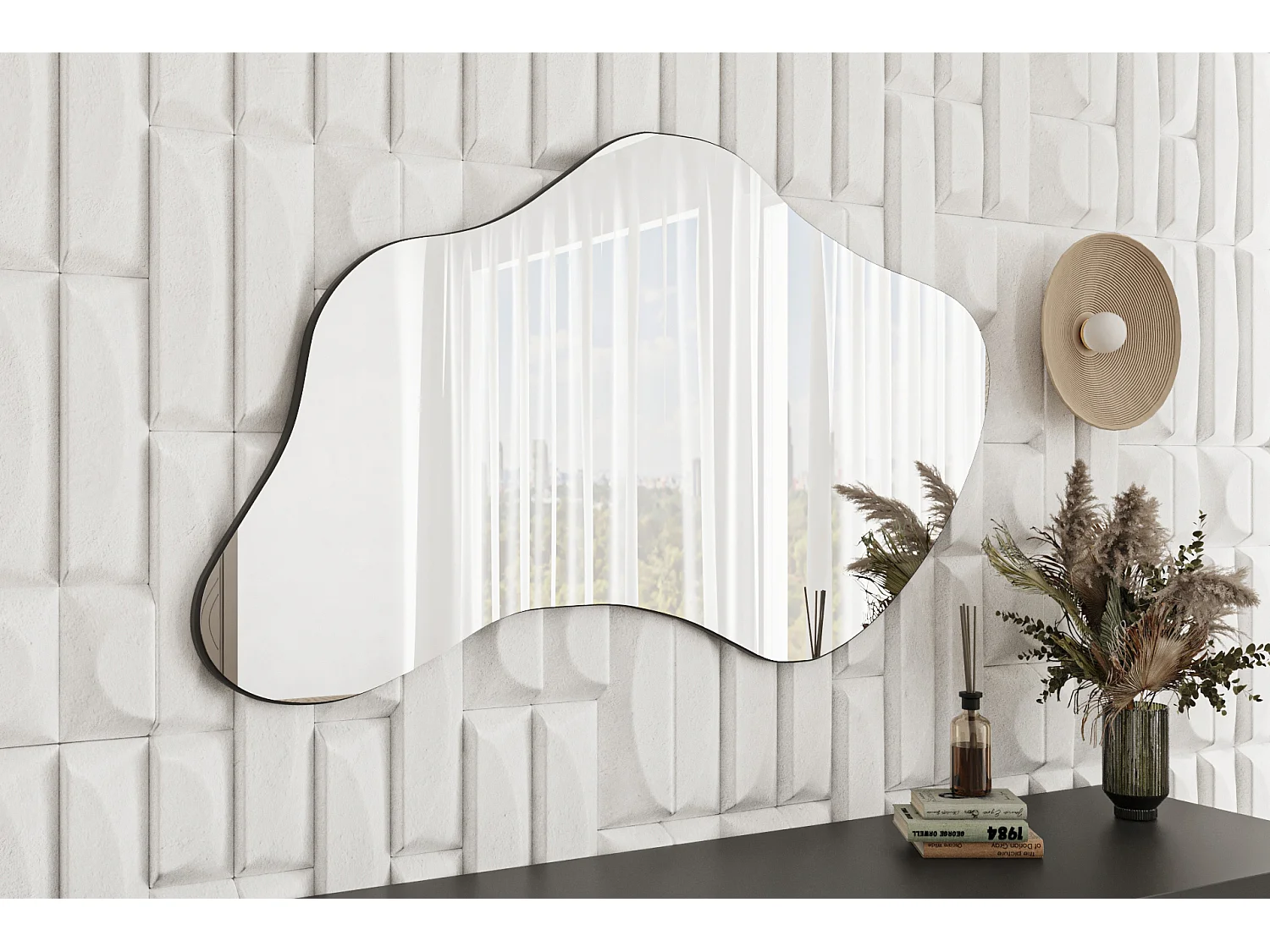 Wandspiegel Halo Schwarz 60x120 cm