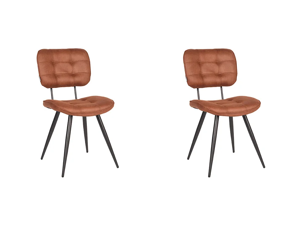 Chaise de salle à manger Gus - Cognac - Microfibre - lot de 2