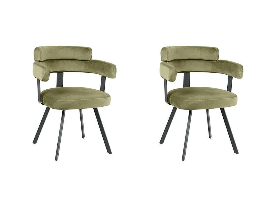 Chaise de salle à manger Bardio - Hunter - Velours - lot de 2