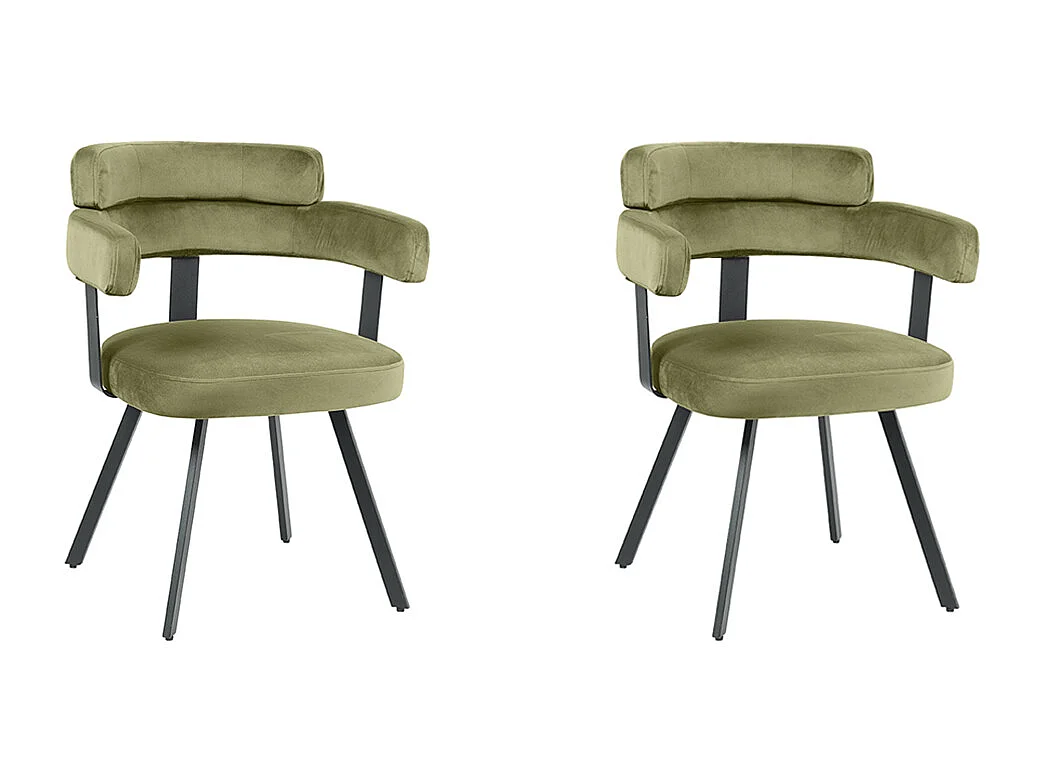 Chaise de salle à manger Bardio - Hunter - Velours - lot de 2