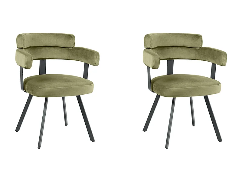 Chaise de salle à manger Bardio - Hunter - Velours - lot de 2