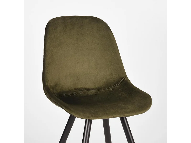 Chaise de salle à manger Capri - Vert armée - Velours - Lot de 2