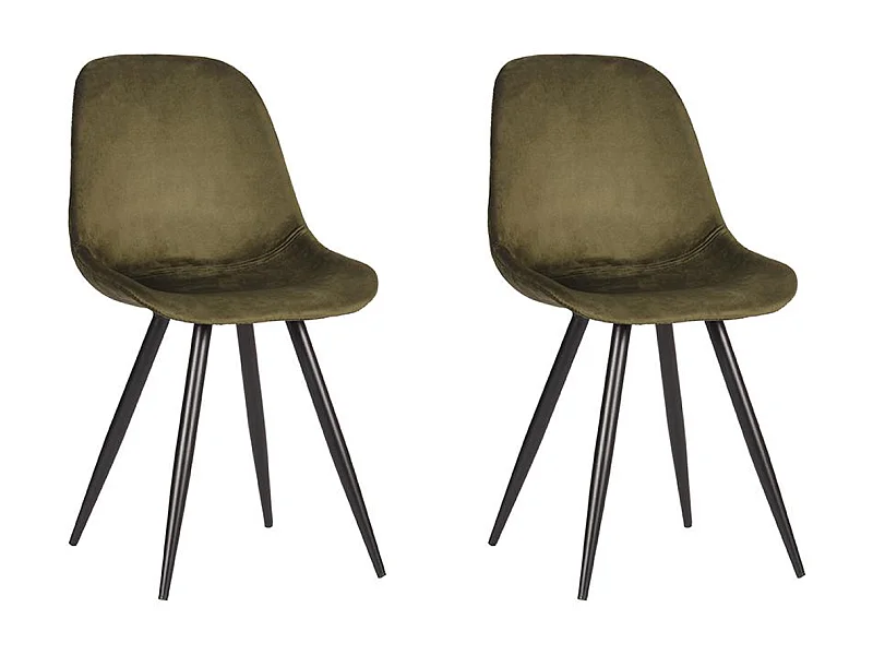 Eetkamerstoel Capri - Army green - Fluweel - set van 2
