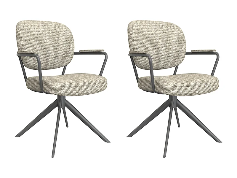 Silla de comedor Basel - Natural - Boucle - juego de 2