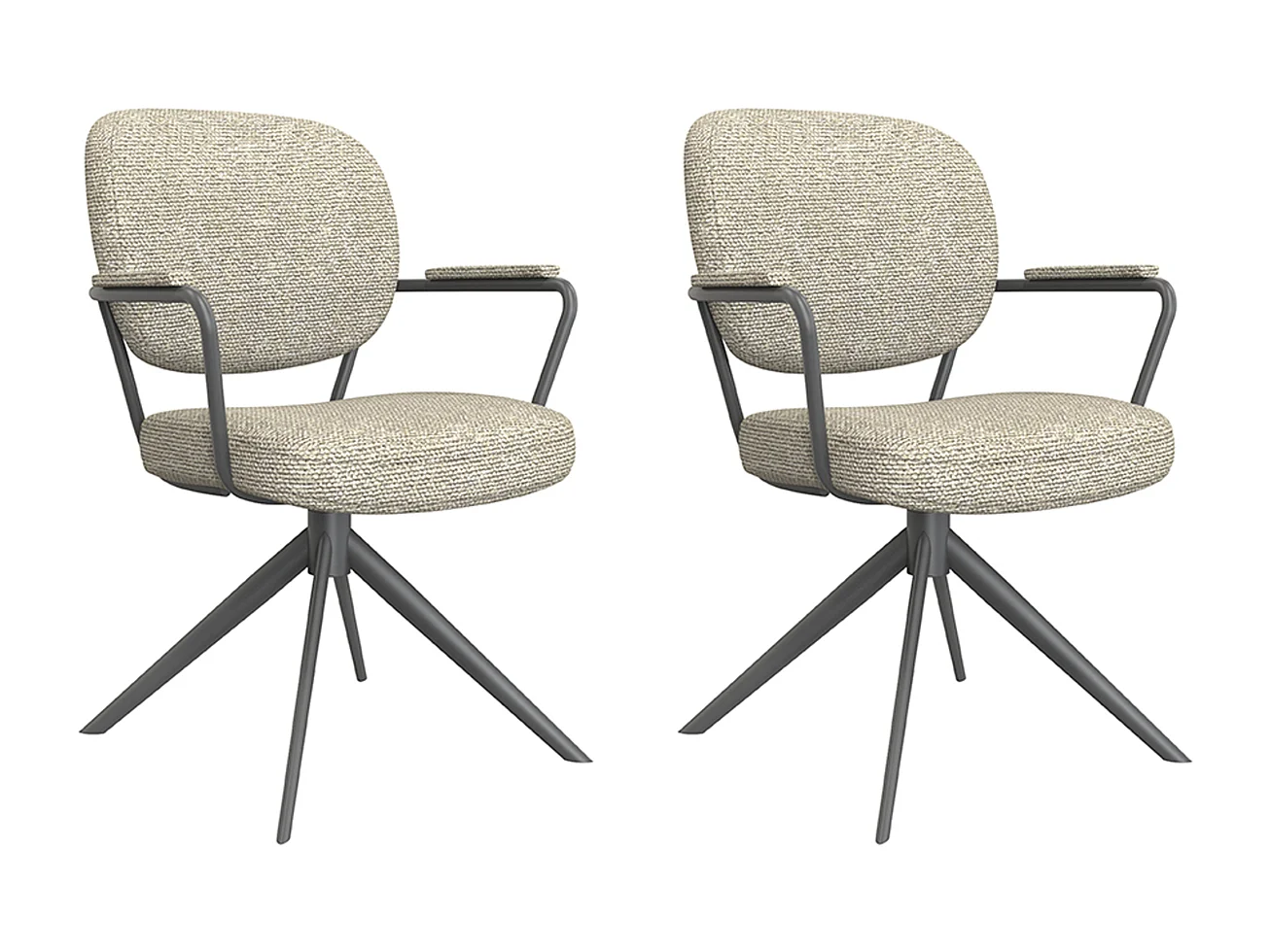 Chaise de salle à manger Basel - Naturel - Boucle - lot de 2