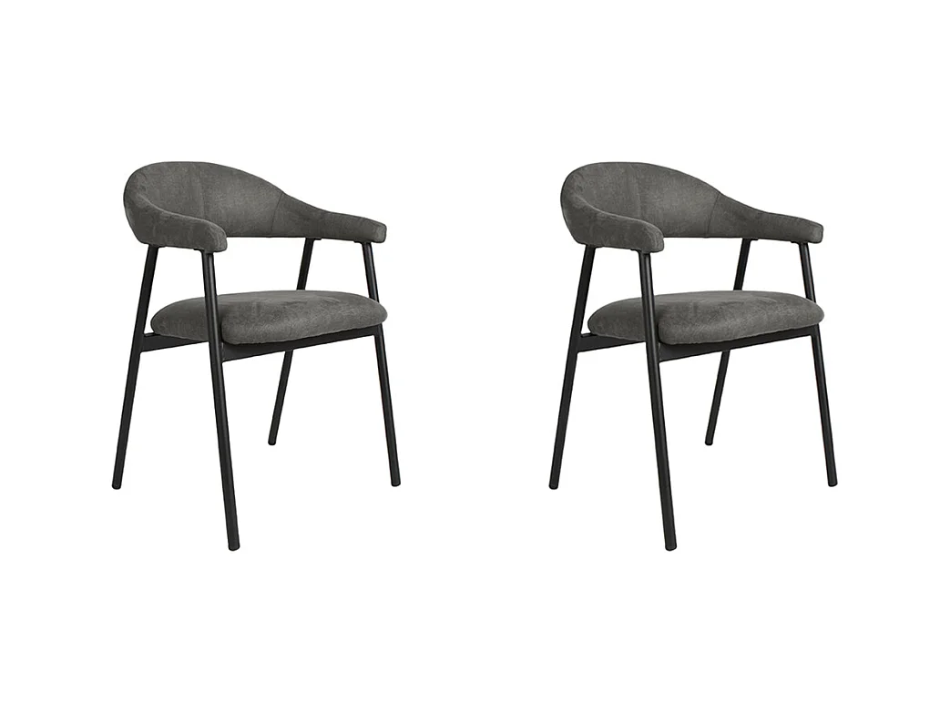 Chaise de salle à manger Amaze - Anthracite - Micro Suede - lot de 2