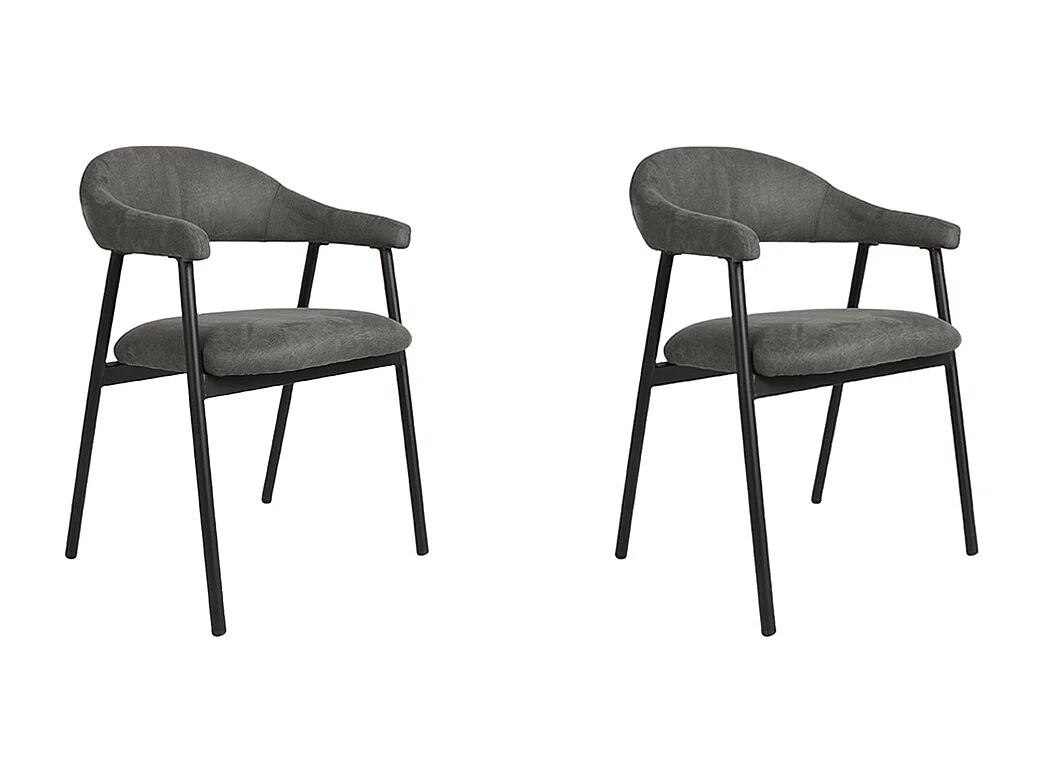 Chaise de salle à manger Amaze - Anthracite - Micro Suede - lot de 2