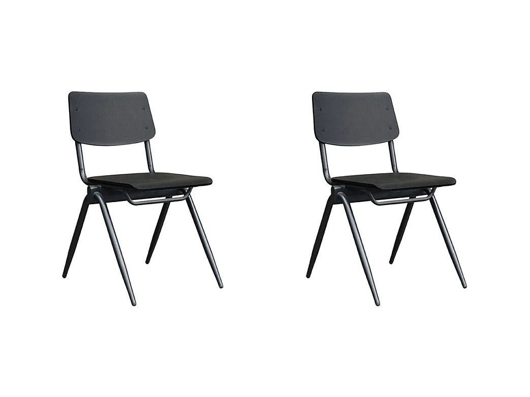 Chaise de salle à manger Solid - Noir - Bois - lot de 2