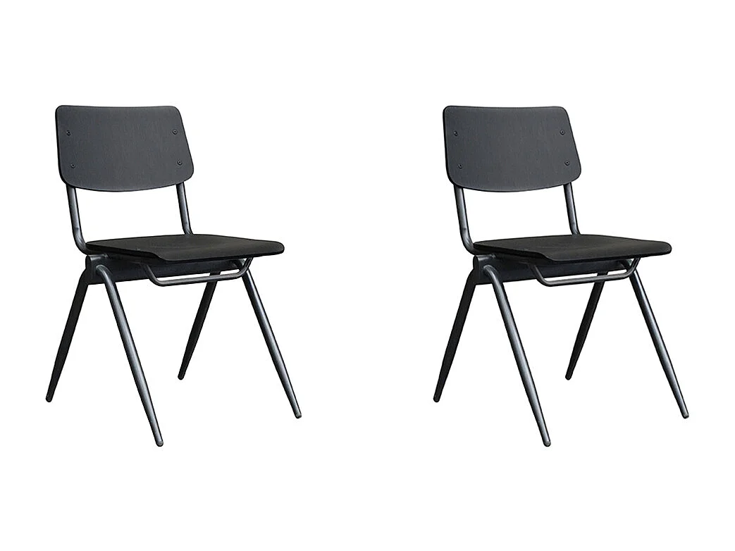 Chaise de salle à manger Solid - Noir - Bois - lot de 2