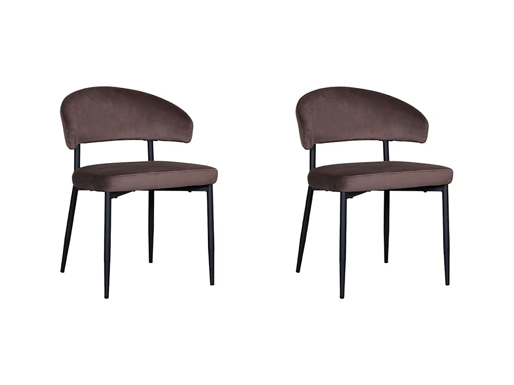 Chaise de salle à manger Bliss - Taupe - Velours - lot de 2
