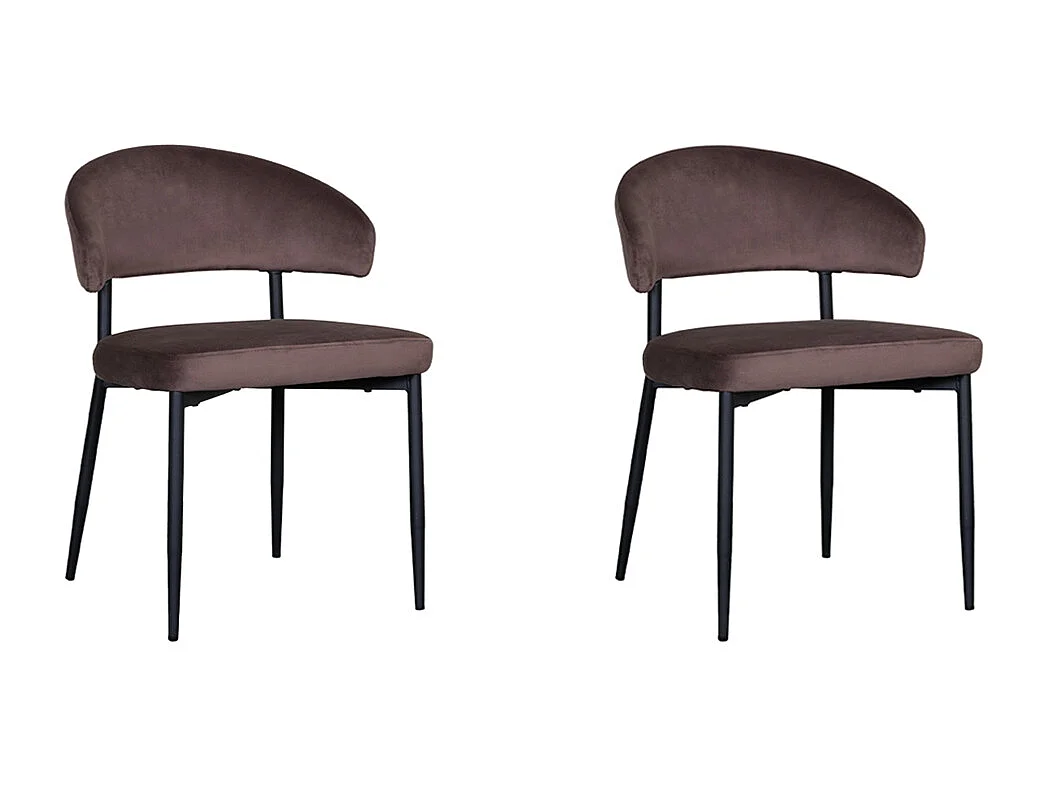 Chaise de salle à manger Bliss - Taupe - Velours - lot de 2