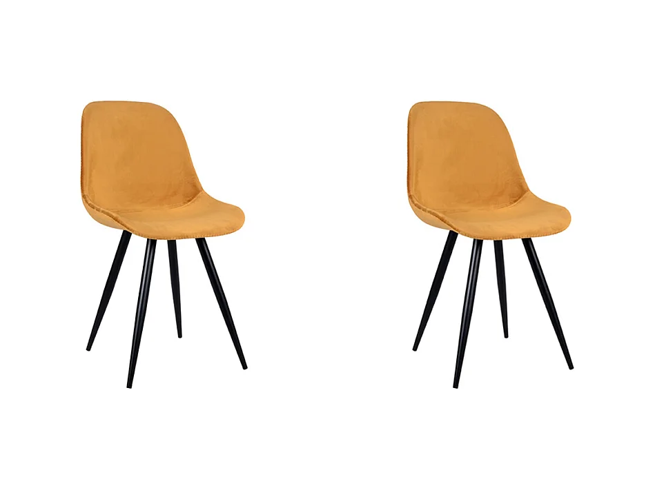 Chaise de salle à manger Capri - Ocre - Velours - Lot de 2